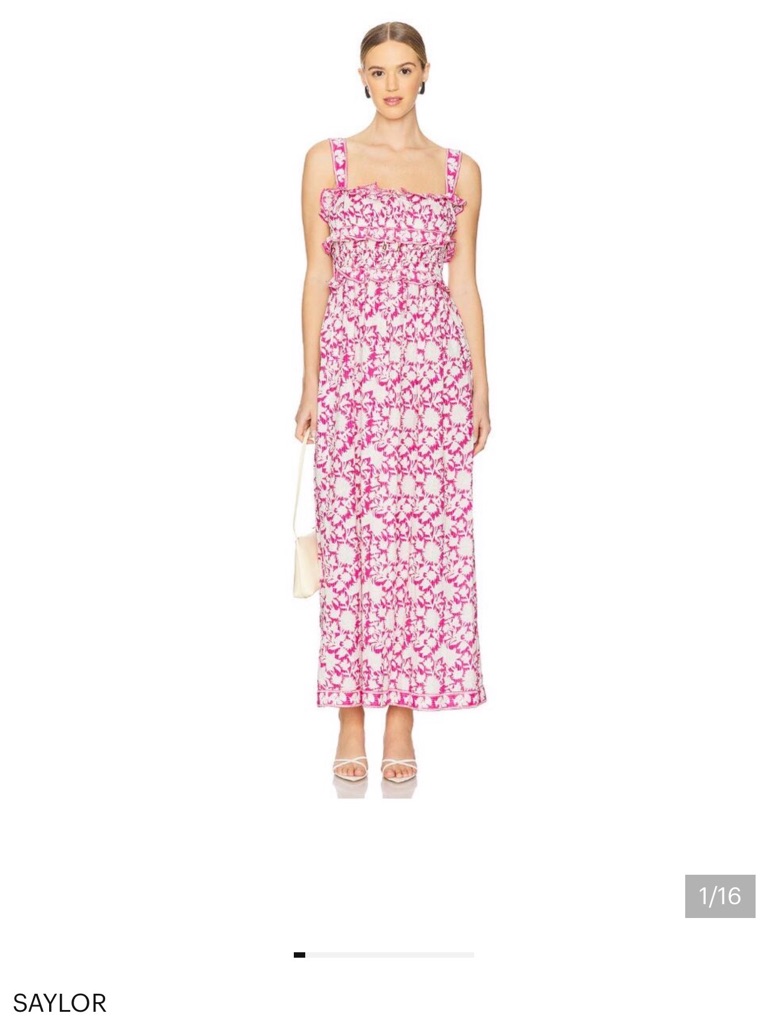 Saylor Pink And White Floral Maxi Dress